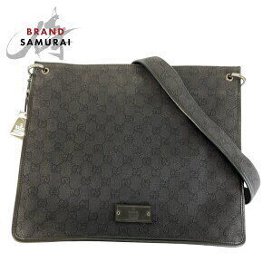 GUCCI black GG canvas shoulder bag messenger